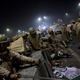 Uttar Pradesh police personnel at the Delhi-Ghazipur border on Jan. 28.